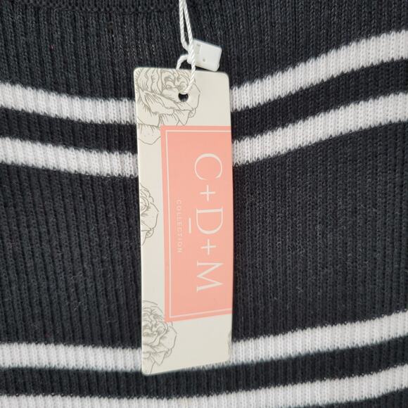 C+D+M Womens Tank Dress‎ XL Black White Ribbed Knit Pullover Spaghetti Straps - Picture 8 of 12